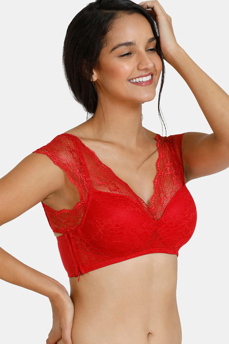 Zivame Padded Non Wired Full Coverage Blouse Bra - Scarlet Sage — image 3